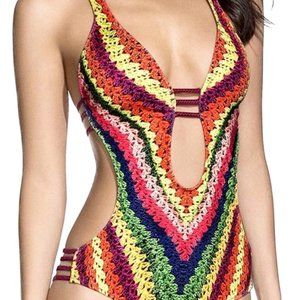 Beach Bum Siamese Rope Unworn Multi-Color One-Piece Swimsuit (M)